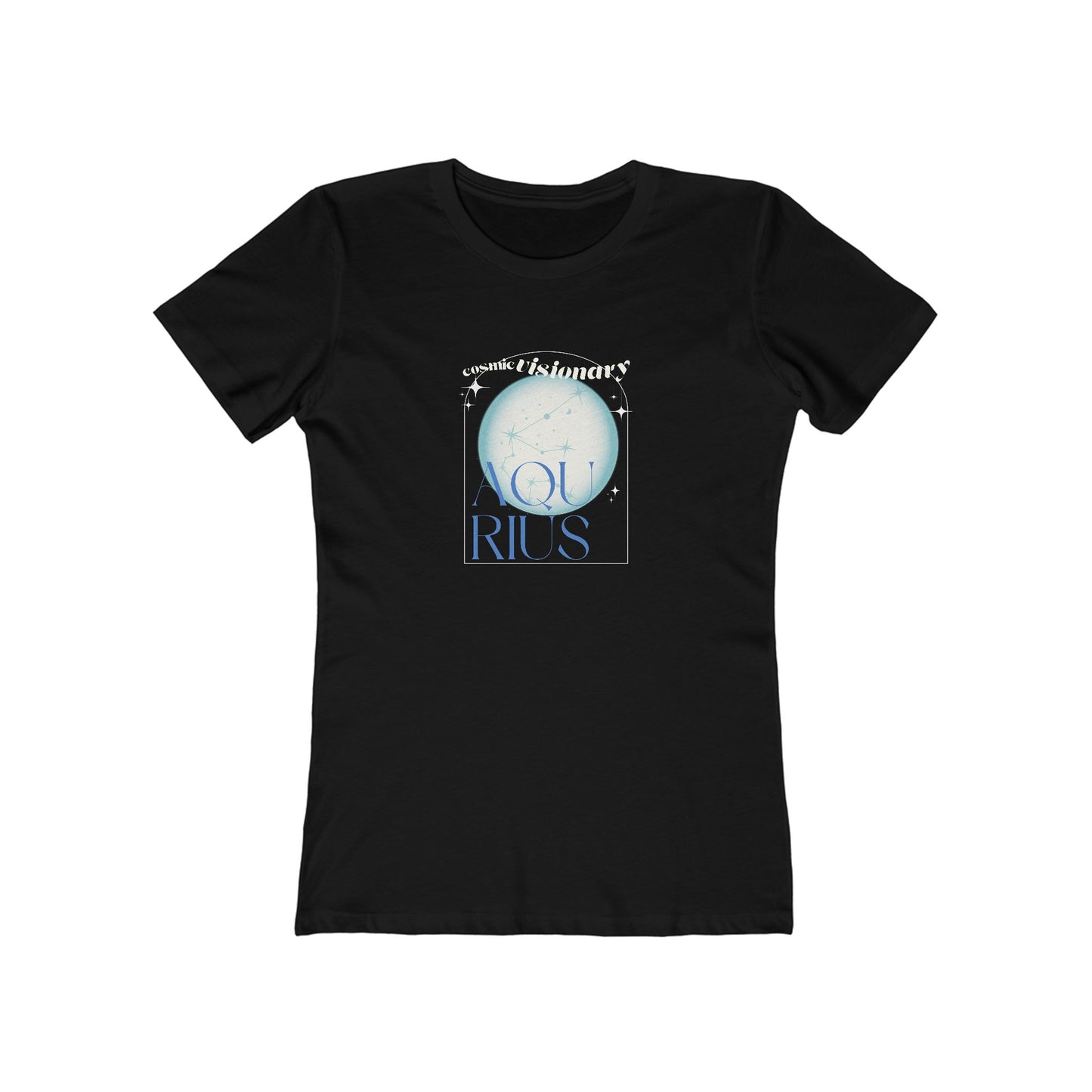 Aquarius Zodiac Women's Boyfriend Graphic Tee - Cosmic Visionary