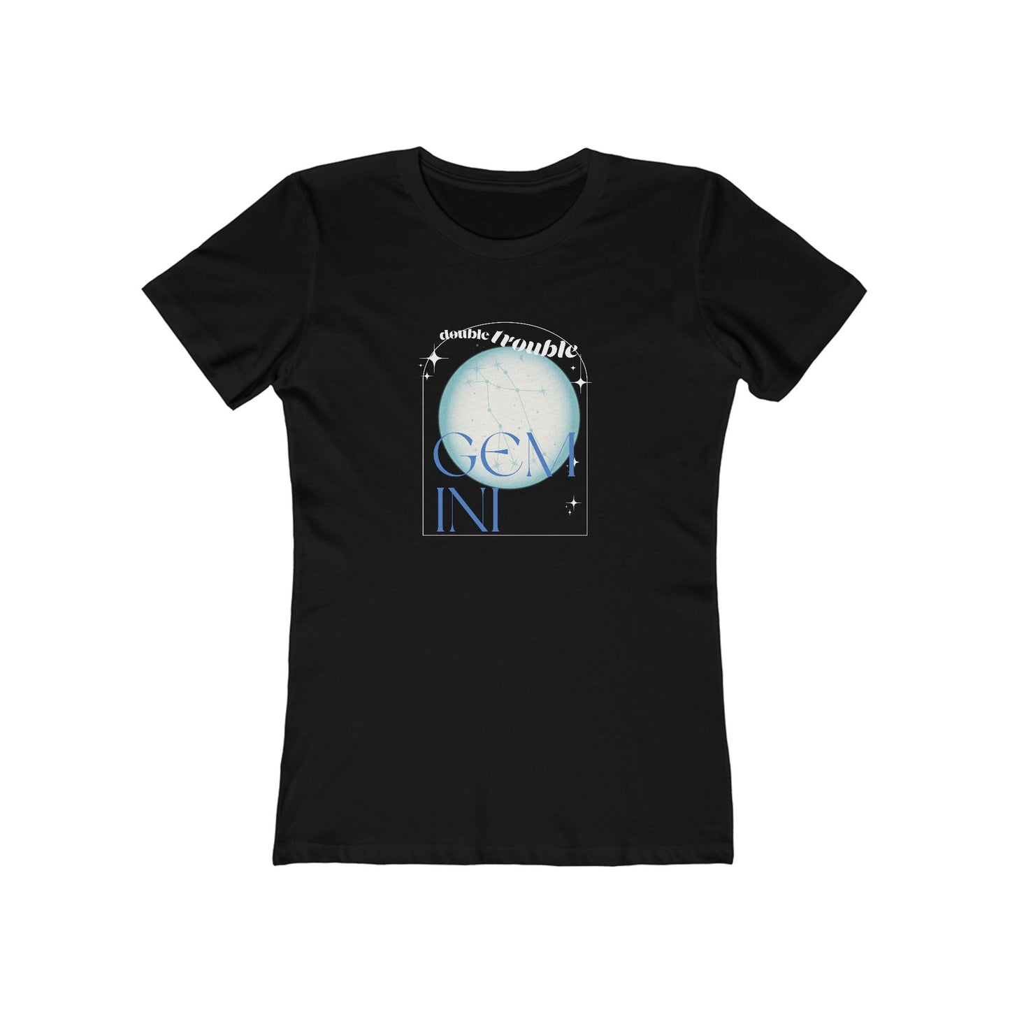 Gemini Zodiac Graphic Boyfriend Tee - Double Trouble