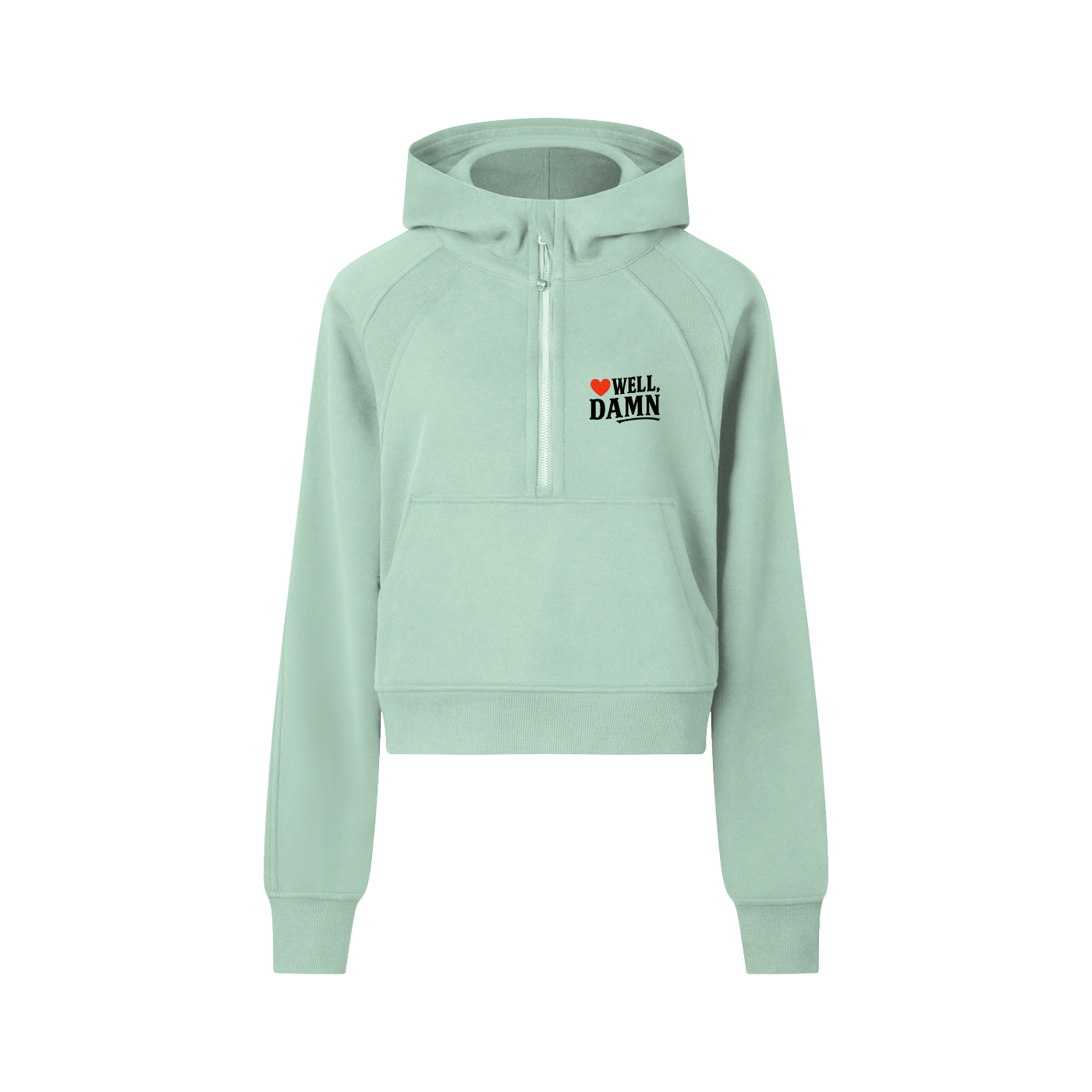 Well Damn Half-Zip Cropped Hoodie – Retro Cool Meets Modern Attitude