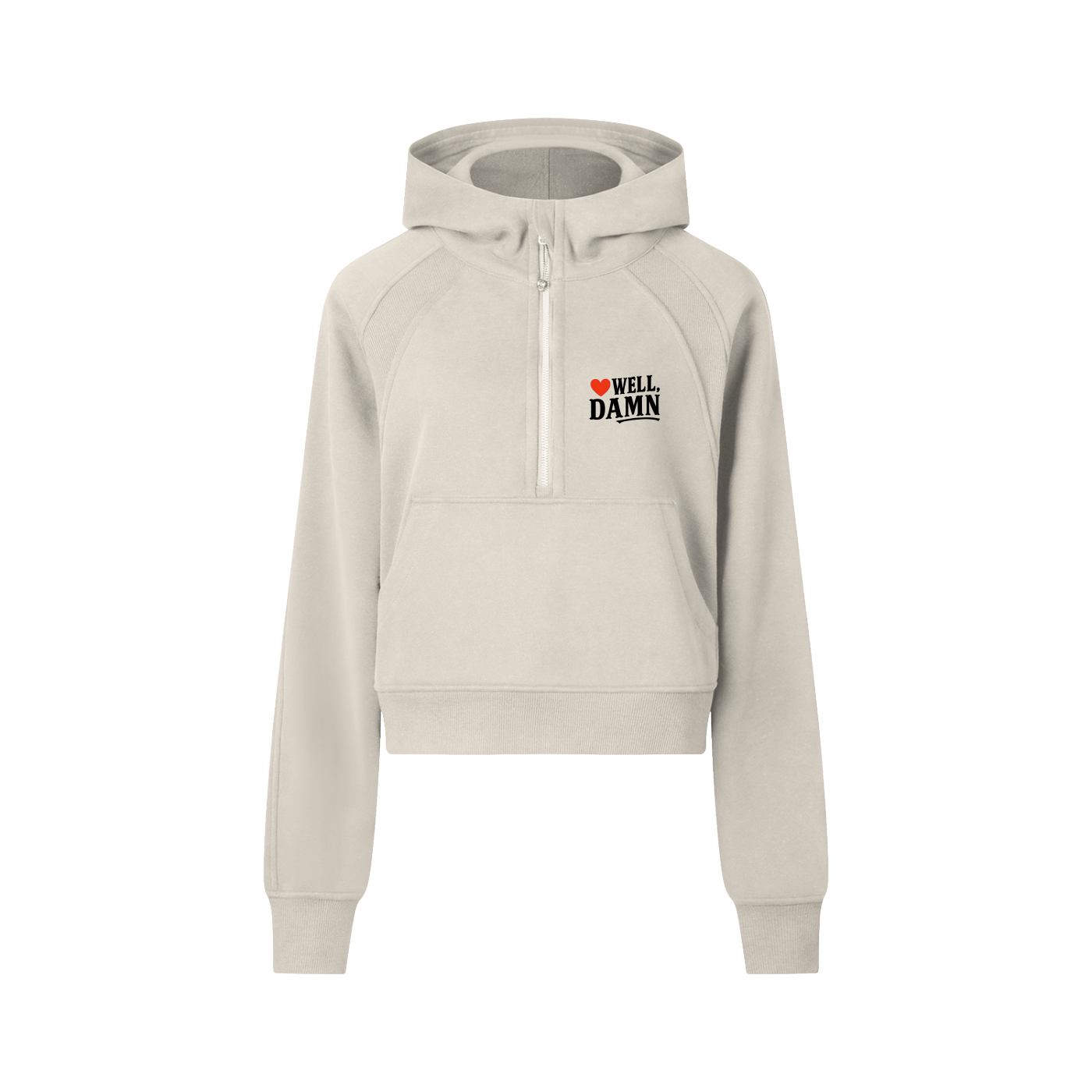Well Damn Half-Zip Cropped Hoodie – Retro Cool Meets Modern Attitude