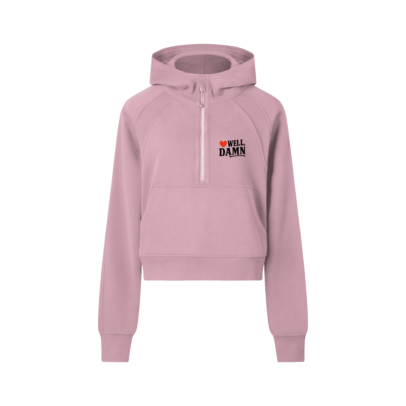 Well Damn Half-Zip Cropped Hoodie – Retro Cool Meets Modern Attitude