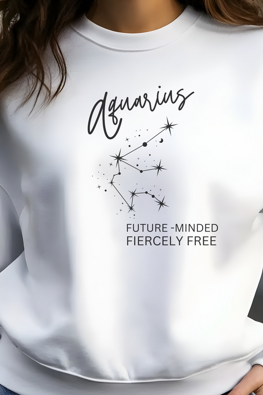white sweatshirt with aquarius zodiac funny message