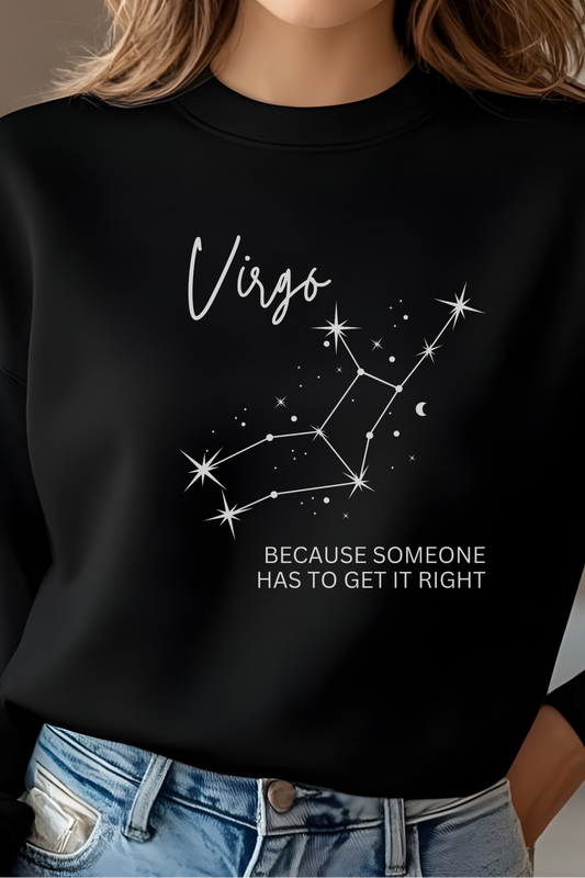 black womens sweatshirt with virgo zodiac funny message