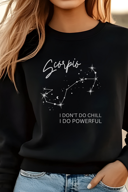 black womens sweatshirt scorpio zodiac symbol funny message